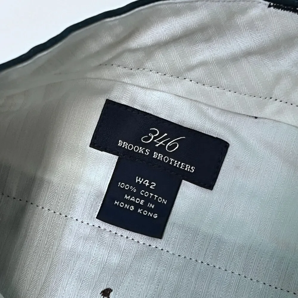 Brooks Brothers Men’s 40 Shorts Green Embroidered Whales Navy Flat Front Preppy